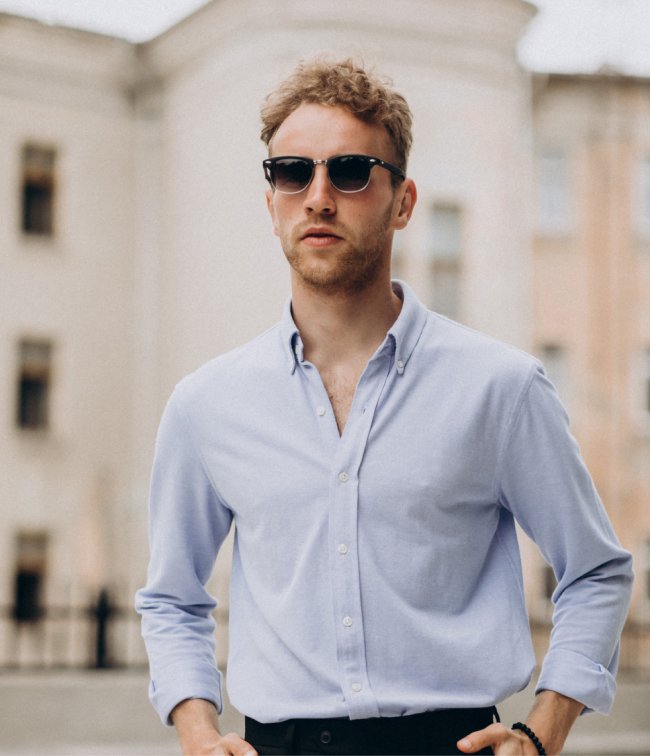solid shirt blue